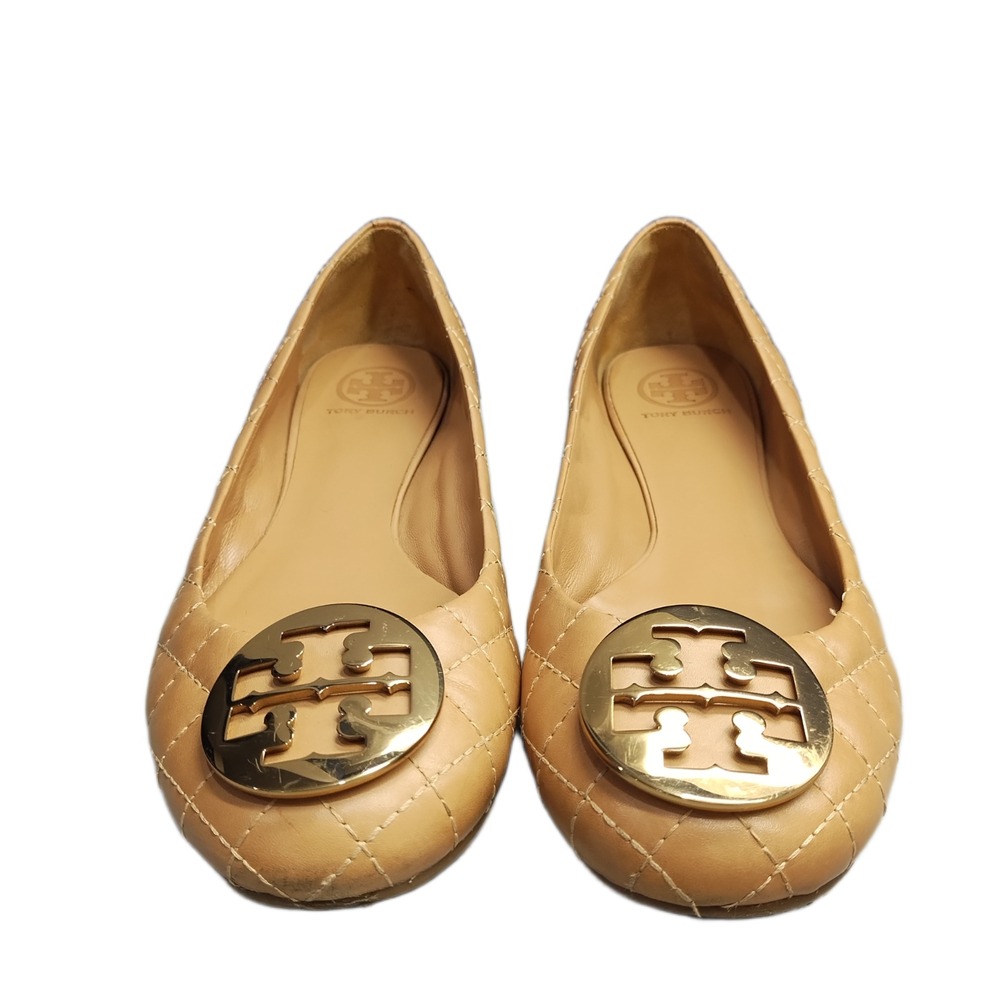 Tory Burch Ballet Flats Womens US Size 10M Brown Leather Quilted Comfort Slip On